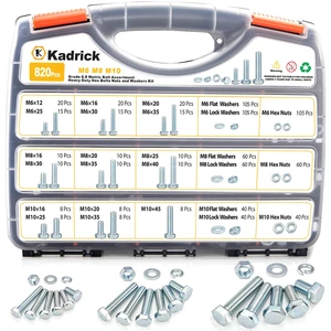 820Pcs Metric Bolt Assortment,M6 M8 M10 Hex Heavy Duty Bolts Kit Class 8.8 Bolts Nuts Flat/Lock Washers Included,M6-1.0 M8-1.25 M10-1.5 (12mm to 45mm),Eco-Friendly Zinc Plated 820Pcs Metric Bolt Assortment,M6 M8 M10 Hex Heavy Duty Bolts Kit Class 8.8 Bolts Nuts Flat/Lock Washers Included,M6-1.0 M8-1.25 M10-1.5 (12mm to 45mm),Eco-Friendly Zinc Plated