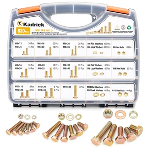 820Pcs Grade 8.8 Metric Bolt Assortment, M6 M8 M10 Hex Heavy Duty Bolts and Nuts Kit,M6 x1.0 M8 x1.25 M10-1.5 (12mm to 45mm),Yellow Zinc Plated 820Pcs Grade 8.8 Metric Bolt Assortment, M6 M8 M10 Hex Heavy Duty Bolts and Nuts Kit,M6 x1.0 M8 x1.25 M10-1.5 (12mm to 45mm),Yellow Zinc Plated