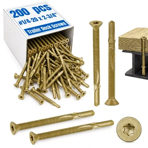 200Pcs Trailer Deck Screws #1/4-20 X 2-3/4" Metal Self Tapping Screw,Bronze Wood to Metal Self Tapping Screws Bulk Self Drilling Screws with Star Head for for Trailers Decking Fastening Flatbeds 200Pcs Trailer Deck Screws #1/4-20 X 2-3/4" Metal Self Tapping Screw,Bronze Wood to Metal Self Tapping Screws Bulk Self Drilling Screws with Star Head for for Trailers Decking Fastening Flatbeds