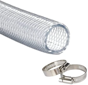 High Pressure Braided Clear Flexible PVC Tubing 3/4" ID,10ft High Pressure Braided Clear Flexible PVC Tubing 3/4" ID,10ft