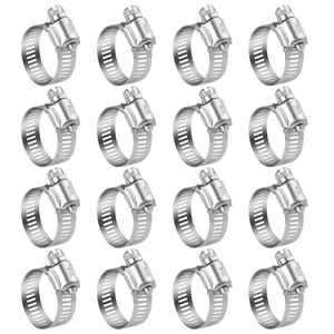 Stainless Steel Hose Clamps - 16 Pack Worm Gear Drive Hose Clamps SAE 16 Clamping Range 3/4 Inch to 1-1/2 Inch (19mm-38mm) for Automotive Plumbing, 3/4'', 1'', 1 1/4'' Clamps Stainless Steel Hose Clamps - 16 Pack Worm Gear Drive Hose Clamps SAE 16 Clamping Range 3/4 Inch to 1-1/2 Inch (19mm-38mm) for Automotive Plumbing, 3/4'', 1'', 1 1/4'' Clamps