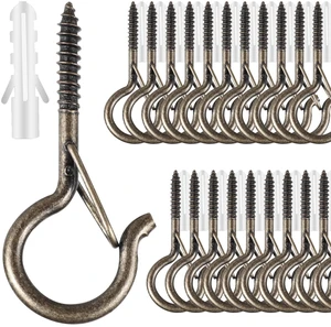 25 PCS Screw Hooks for Outdoor String Lights, Q Hangers String Light Hooks Christmas Patio Light Hooks with Safe Buckle, Heavy Duty Screw Planter Eye Cup Hooks for Outside Wall Ceiling, Copper 25 PCS Screw Hooks for Outdoor String Lights, Q Hangers String Light Hooks Christmas Patio Light Hooks with Safe Buckle, Heavy Duty Screw Planter Eye Cup Hooks for Outside Wall Ceiling, Copper