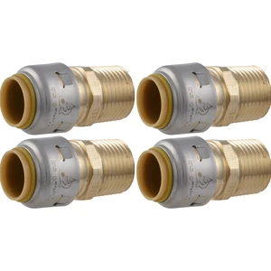 Max 1/2 Inch MNPT Adapter, Pack of 4, Push to Connect Brass Plumbing Fitting, PEX Pipe, Copper, CPVC, PE-RT, HDPE, UR120A4 Max 1/2 Inch MNPT Adapter, Pack of 4, Push to Connect Brass Plumbing Fitting, PEX Pipe, Copper, CPVC, PE-RT, HDPE, UR120A4