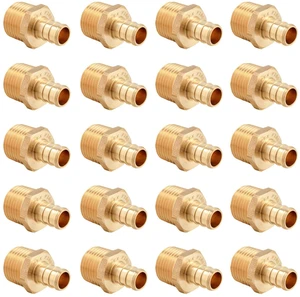 20PC Pex Barb Crimp Brass Fittings 1/2 Inch x 1/2 Inch NPT Male Adapter ASTM F1807,For Potable Water-PEX1807017(20) 20PC Pex Barb Crimp Brass Fittings 1/2 Inch x 1/2 Inch NPT Male Adapter ASTM F1807,For Potable Water-PEX1807017(20)