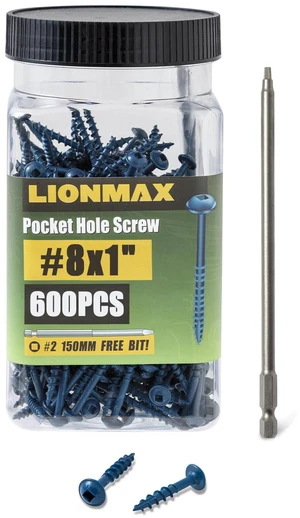 Pocket Hole Screws 1 Inch, 600 PCS Exterior Pocket Screws #8 x 1 Rust Resistant Blue Coated, Coarse Thread, Square Drive, Washer Head, for Outdoor Use, Self Tapping, 150MM Drive Bit Included Pocket Hole Screws 1 Inch, 600 PCS Exterior Pocket Screws #8 x 1 Rust Resistant Blue Coated, Coarse Thread, Square Drive, Washer Head, for Outdoor Use, Self Tapping, 150MM Drive Bit Included
