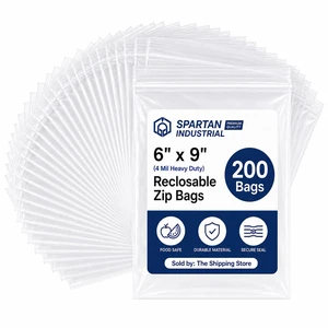 200 Count - 6x9 (4 Mil Heavy Duty) Thick Clear Reclosable Zip Poly Bags with Resealable Lock Seal Zipper - Durable 200 Count - 6x9 (4 Mil Heavy Duty) Thick Clear Reclosable Zip Poly Bags with Resealable Lock Seal Zipper - Durable