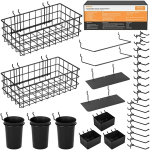 30PCS Peg Board Organizer Accessories Kit with Bins, Cups & Baskets Pegboard Hooks Assortment, Wire Baskets, Paper Towel Holder, 1/8" and 1/4" Pegboard, For Garage Workbench Craft Room 30PCS Peg Board Organizer Accessories Kit with Bins, Cups & Baskets Pegboard Hooks Assortment, Wire Baskets, Paper Towel Holder, 1/8" and 1/4" Pegboard, For Garage Workbench Craft Room
