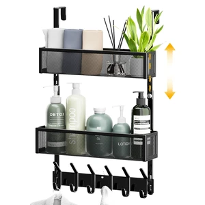 Over The Door Hooks Organizer,Door Hanger with 10 Hooks & 2 Basket Adjustable Spacing,Over The Door Towel Rack,Multi-Purpose Back Storage Organizer Hanging Coat for Bathroom,Bedroom (Black) Over The Door Hooks Organizer,Door Hanger with 10 Hooks & 2 Basket Adjustable Spacing,Over The Door Towel Rack,Multi-Purpose Back Storage Organizer Hanging Coat for Bathroom,Bedroom (Black)