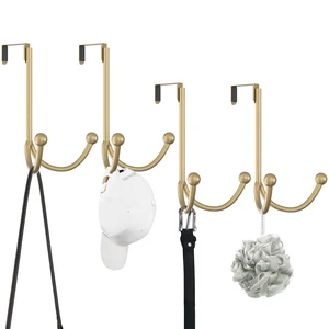 4 Packs Over The Door Double Hanger Hooks, Metal Twin Hooks Organizer for Hanging Coats, Hats, Robes, Towels- Gold 4 Packs Over The Door Double Hanger Hooks, Metal Twin Hooks Organizer for Hanging Coats, Hats, Robes, Towels- Gold