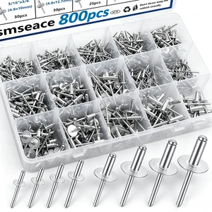 800pcs Silver Pop Rivets with Large Flange Rivets Assortment Kit 7-Sizes Large Head(1/8" 3/16" 1/4") 8-Sizes Small Head (3/32" 1/8" 5/32" 3/16") 800pcs Silver Pop Rivets with Large Flange Rivets Assortment Kit 7-Sizes Large Head(1/8" 3/16" 1/4") 8-Sizes Small Head (3/32" 1/8" 5/32" 3/16")