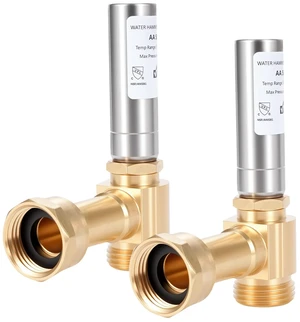 Stainless Steel Water Hammer Arrestor for Washing Machine, 3/4" Swivel FHT x 3/4" MHT, Stops Water Hammer & Pipe Knock, Reduces Noise, Angle, 2-Pack Stainless Steel Water Hammer Arrestor for Washing Machine, 3/4" Swivel FHT x 3/4" MHT, Stops Water Hammer & Pipe Knock, Reduces Noise, Angle, 2-Pack