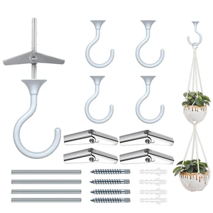 Heavy Duty Ceiling Hooks for Hanging Plants 4 Pack (White) Holds 30 lbs on wood & concrete, 20 lbs on drywall; 2.4" zinc alloy swag hook for macrame, lanterns & pendant lights Heavy Duty Ceiling Hooks for Hanging Plants 4 Pack (White) Holds 30 lbs on wood & concrete, 20 lbs on drywall; 2.4" zinc alloy swag hook for macrame, lanterns & pendant lights