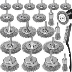 22-Pack Wire Brush for Drill, Carbon Steel Crimped Brushes Spherical Wheel, Cup, Pen End & Hand Brushes Set, Fit 1/4 Inch Round Shank Power Drill Attachment for Rust, Paint, Abrasive Removal 22-Pack Wire Brush for Drill, Carbon Steel Crimped Brushes Spherical Wheel, Cup, Pen End & Hand Brushes Set, Fit 1/4 Inch Round Shank Power Drill Attachment for Rust, Paint, Abrasive Removal