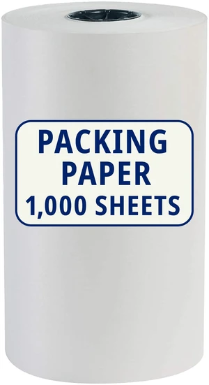 Packing Paper Roll 1440'L x 15"W - 1,000 Sheets 17 Long Equivalent - Large White Newsprint for Shipping, Packaging, Storage and Moving Supplies Packing Paper Roll 1440'L x 15"W - 1,000 Sheets 17 Long Equivalent - Large White Newsprint for Shipping, Packaging, Storage and Moving Supplies