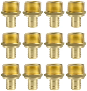 12-Pack 1" PEX to 1" NPT Male Adapter Brass 1 Inch PEX Male Adapter 12-Pack 1" PEX to 1" NPT Male Adapter Brass 1 Inch PEX Male Adapter