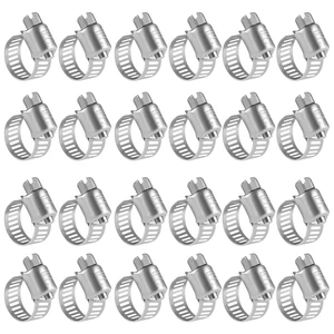 Stainless Steel Hose Clamps 1/2'' - 24PK Size 4 Worm Gear Drive Hose Clamps Small Clamping Range 1/4 Inch to 5/8 Inch (6mm-16mm) for Automotive Fuel Line,1/4 Inch,1/2 Inch Stainless Steel Hose Clamps 1/2'' - 24PK Size 4 Worm Gear Drive Hose Clamps Small Clamping Range 1/4 Inch to 5/8 Inch (6mm-16mm) for Automotive Fuel Line,1/4 Inch,1/2 Inch