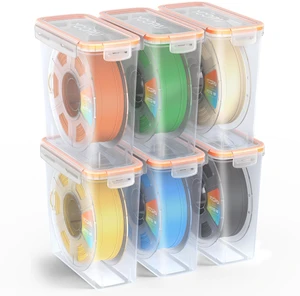 Pro Filament Storage Box Precision-Fit Airtight Container for Single 1KG Spools, Flat-Lid Design for Stable Stacking, Premium Desiccant Moisture Control, 3D Printer Filament Storage 6 Pack Pro Filament Storage Box Precision-Fit Airtight Container for Single 1KG Spools, Flat-Lid Design for Stable Stacking, Premium Desiccant Moisture Control, 3D Printer Filament Storage 6 Pack