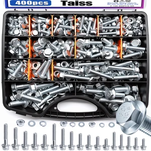 400PCS Metric Flange Bolt Assortment Kit,10.9 Grade M6x1.0/M8x1.25/M10x1.5 Bolts(12mm to 45mm) Assorted White Zinc Galvanized Hex Metric Nuts and Bolts Washers Set for Automotive 400PCS Metric Flange Bolt Assortment Kit,10.9 Grade M6x1.0/M8x1.25/M10x1.5 Bolts(12mm to 45mm) Assorted White Zinc Galvanized Hex Metric Nuts and Bolts Washers Set for Automotive