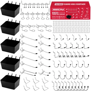 120PCS Pegboard Accessories Kit, Pegboard Hooks Assortment with Bins and Stainless Steel Peg Locks, Tool Organizer for 1/8" and 1/4" Pegboards, Garage Wall Organization, Workshop and Tool Storage 120PCS Pegboard Accessories Kit, Pegboard Hooks Assortment with Bins and Stainless Steel Peg Locks, Tool Organizer for 1/8" and 1/4" Pegboards, Garage Wall Organization, Workshop and Tool Storage