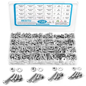 720Pcs Machine Screw Assortment Kit, #10-24#8-32#6-32#4-40 Phillips Pan Head Assorted Nuts Bolts and Flat Washers Kit, Stainless Steel Screws Hardware Assortment with Case 720Pcs Machine Screw Assortment Kit, #10-24#8-32#6-32#4-40 Phillips Pan Head Assorted Nuts Bolts and Flat Washers Kit, Stainless Steel Screws Hardware Assortment with Case