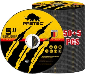 55 Pack Cut Off Wheels 5 Inch, Metal Cutting Wheel for Angle Grinder 7/8" Arbor, 3/64" Thin, Angle Grinder Cutting Disc For Metal and Stainless Steel, Aluminum Oxide, Aggressive Cutting Wheel 55 Pack Cut Off Wheels 5 Inch, Metal Cutting Wheel for Angle Grinder 7/8" Arbor, 3/64" Thin, Angle Grinder Cutting Disc For Metal and Stainless Steel, Aluminum Oxide, Aggressive Cutting Wheel