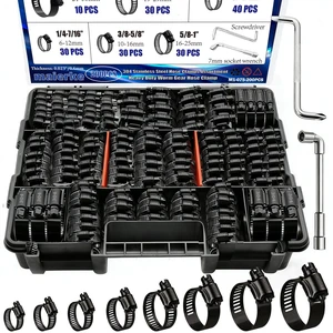 202PCS Stainless Steel Hose Clamps Assortment Kit,Metal Adjustable 1/4"-2"(6-51mm) Worm Gear Hose Clamp Heavy Duty Small Hose Clamps for Automotive,Radiator Pipe,Plumbing,Fuel Line 202PCS Stainless Steel Hose Clamps Assortment Kit,Metal Adjustable 1/4"-2"(6-51mm) Worm Gear Hose Clamp Heavy Duty Small Hose Clamps for Automotive,Radiator Pipe,Plumbing,Fuel Line