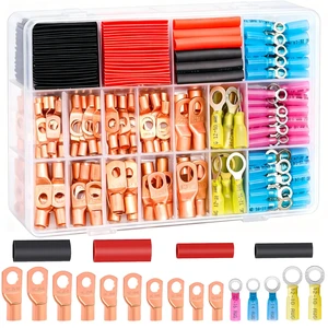 /180PCS Battery Cable Ends AWG 2 4 6 8 10 12 14 16 Gauge Copper Cable Wire Lugs,Ring Terminals Connectors,Copper Ring Terminals Connectors with Heat Shrink N-105-180PCS /180PCS Battery Cable Ends AWG 2 4 6 8 10 12 14 16 Gauge Copper Cable Wire Lugs,Ring Terminals Connectors,Copper Ring Terminals Connectors with Heat Shrink N-105-180PCS