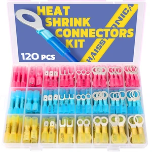 120PCS Heat Shrink Wire Connectors, 22-10 AWG, 3Colors/24Sizes Marine Grade Ring, Fork, Spade & Butt Terminals, Multiple Automotive & Boat Wiring Tasks, Electrical Connectors 120PCS Heat Shrink Wire Connectors, 22-10 AWG, 3Colors/24Sizes Marine Grade Ring, Fork, Spade & Butt Terminals, Multiple Automotive & Boat Wiring Tasks, Electrical Connectors