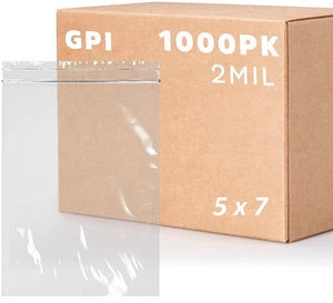 5" x 7" Zip Bags - 1000 Count, Small, Clear Plastic Reclosable Zipper Poly Baggies, 2 Mil, with Resealable Zip Top Lock for Packaging Food Storage, Snacks, Candy, Office Supplies & More 5" x 7" Zip Bags - 1000 Count, Small, Clear Plastic Reclosable Zipper Poly Baggies, 2 Mil, with Resealable Zip Top Lock for Packaging Food Storage, Snacks, Candy, Office Supplies & More