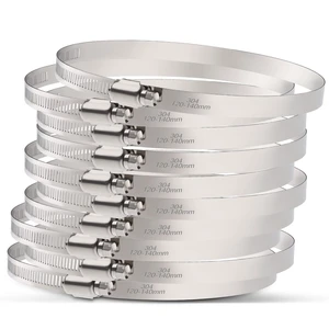 5 Inch Hose Clamps, Adjustable 4-23/32"-5-1/2"(120-140mm), 10 PCS 304 Stainless Steel, Rust Resistant, Large Worm Gear Hose Clamp, Automotive, Radiator Hose, Fuel Line, Air Ducting 5 Inch Hose Clamps, Adjustable 4-23/32"-5-1/2"(120-140mm), 10 PCS 304 Stainless Steel, Rust Resistant, Large Worm Gear Hose Clamp, Automotive, Radiator Hose, Fuel Line, Air Ducting