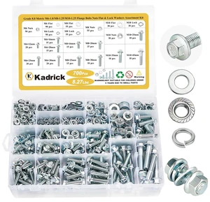 700PCS Class 8.8 Metric Bolt Assortment,M6 M8 M10 Flange Hex Bolts M6-1 M8-1.25 M10-1.25 Flange Hex Bolt Nut Flat/Lock Washer Kit,Length from 12mm-45mm,Heavy Duty,Eco-Friendly Zinc Plated 700PCS Class 8.8 Metric Bolt Assortment,M6 M8 M10 Flange Hex Bolts M6-1 M8-1.25 M10-1.25 Flange Hex Bolt Nut Flat/Lock Washer Kit,Length from 12mm-45mm,Heavy Duty,Eco-Friendly Zinc Plated