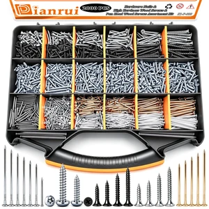 2000 PCS High Hardness Nails & Wood Screws & Sheet Metal Screws Assortment Kit,Phillips Drive Flat & Pan Head Wood Screws Set for Picture Hanging/Wood/DIY with Storage Box 2000 PCS High Hardness Nails & Wood Screws & Sheet Metal Screws Assortment Kit,Phillips Drive Flat & Pan Head Wood Screws Set for Picture Hanging/Wood/DIY with Storage Box
