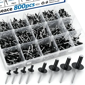 800pcs Black Pop Rivets with Large Flange Rivets Assortment Kit 7-Sizes Large Head(1/8" 3/16" 1/4") 8-Sizes Small Head (3/32" 1/8" 5/32" 3/16") 800pcs Black Pop Rivets with Large Flange Rivets Assortment Kit 7-Sizes Large Head(1/8" 3/16" 1/4") 8-Sizes Small Head (3/32" 1/8" 5/32" 3/16")