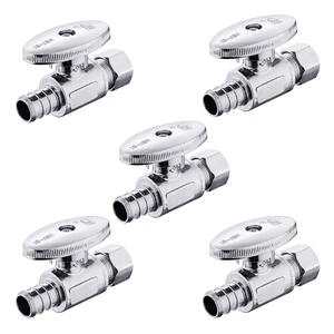 5Pcs Straight Stop Valve,1/2"Crimp Pex x 3/8"OD Comp(VALVE088-5) 1/4 Turn Straight Water Shut Off Valve,Chrome Plated Brass 5Pcs Straight Stop Valve,1/2"Crimp Pex x 3/8"OD Comp(VALVE088-5) 1/4 Turn Straight Water Shut Off Valve,Chrome Plated Brass