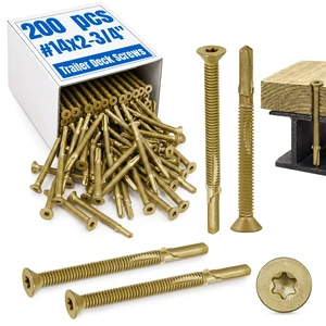 200Pcs Trailer Deck Screws #14 X 2-3/4" Metal Self Tapping Screw,Bronze Wood to Metal Self Tapping Screws Bulk Self Drilling Screws with Star Head for for Trailers Decking Fastening Flatbeds 200Pcs Trailer Deck Screws #14 X 2-3/4" Metal Self Tapping Screw,Bronze Wood to Metal Self Tapping Screws Bulk Self Drilling Screws with Star Head for for Trailers Decking Fastening Flatbeds