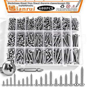 680 PCS 304 Stainless Steel Screws, #4#6#8#10#12 Wood Screws Assortment Kit, Assorted Sheet Metal Screws, Phillips Pan Head Assorted Sheet Metal Screws Marine Grade Length 3/8to 1-1/2 680 PCS 304 Stainless Steel Screws, #4#6#8#10#12 Wood Screws Assortment Kit, Assorted Sheet Metal Screws, Phillips Pan Head Assorted Sheet Metal Screws Marine Grade Length 3/8to 1-1/2