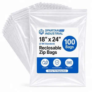18" X 24" 5 Gallon Reclosable Zip Plastic Poly Bags (100 Count) - 2 Mil Clear Food Safe Zipper Bags for Packaging, Shipping, and Storage - Resealable Lock Seal Zipper Closure 18" X 24" 5 Gallon Reclosable Zip Plastic Poly Bags (100 Count) - 2 Mil Clear Food Safe Zipper Bags for Packaging, Shipping, and Storage - Resealable Lock Seal Zipper Closure