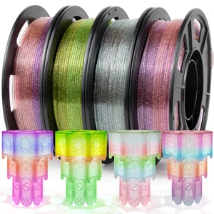 Rapid Gradient Clear PETG Filament 1.75mm, Transparent Gillter 3D Printer Filament Bundle, Vivid Clear Rainbow PETG, Dimensional Accuracy ±0.02mm,250g*4 Rapid Gradient Clear PETG Filament 1.75mm, Transparent Gillter 3D Printer Filament Bundle, Vivid Clear Rainbow PETG, Dimensional Accuracy ±0.02mm,250g*4