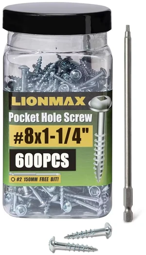 Pocket Hole Screws 1-1/4 Inch, 600 PCS, #8 Pocket Screws Galvanized, Rust Resistant, Coarse Thread, Square Drive, Washer Head, Zinc Plated, Self Tapping, 150MM Drive Bit Included Pocket Hole Screws 1-1/4 Inch, 600 PCS, #8 Pocket Screws Galvanized, Rust Resistant, Coarse Thread, Square Drive, Washer Head, Zinc Plated, Self Tapping, 150MM Drive Bit Included