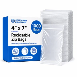 4 X 7 (1000 Count) 2 Mil Clear Reclosable Zip Plastic Poly Bags with Resealable Lock Seal Zipper 4 X 7 (1000 Count) 2 Mil Clear Reclosable Zip Plastic Poly Bags with Resealable Lock Seal Zipper