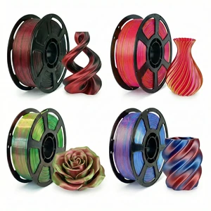 Silk PLA Multicolor 200gx4 Bundle, Shiny 3D Printer Filament 1.75mm Silky Dual-color Glossy PLA Bundle Red Gold/Green/Black/Blue, ±0.02mm, ideal for vivid small-print multicolor effects Silk PLA Multicolor 200gx4 Bundle, Shiny 3D Printer Filament 1.75mm Silky Dual-color Glossy PLA Bundle Red Gold/Green/Black/Blue, ±0.02mm, ideal for vivid small-print multicolor effects