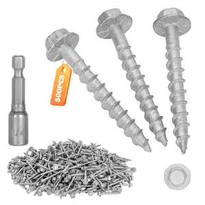 Mech.Galv.#9 x 1-1/2" Joist Hanger Screws-500 Qty,SD Connector Screws 1/4" Hex Head Hurricane Screws,0.370"-Dia Deck Screw, Replace 10D Nails-1500 Hours Salt Spray Testted Wood Screws Mech.Galv.#9 x 1-1/2" Joist Hanger Screws-500 Qty,SD Connector Screws 1/4" Hex Head Hurricane Screws,0.370"-Dia Deck Screw, Replace 10D Nails-1500 Hours Salt Spray Testted Wood Screws