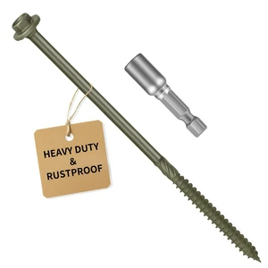 Timber Screws #14 x 8 inch, Heavy Duty Wood Screws with Hex Socket, Green Outdoor Lag Screws for Deck, Fence, Garden Self-Tapping, Rust-Resistant Coated (60PCS) Timber Screws #14 x 8 inch, Heavy Duty Wood Screws with Hex Socket, Green Outdoor Lag Screws for Deck, Fence, Garden Self-Tapping, Rust-Resistant Coated (60PCS)