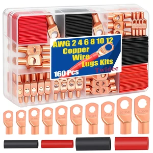 /160PCS Battery Cable Ends AWG 2 4 6 8 10 12 Gauge Copper Cable Wire Lugs,Ring Terminals Connectors,Copper Ring Terminals Connectors with Heat Shrink N-095-160PCS /160PCS Battery Cable Ends AWG 2 4 6 8 10 12 Gauge Copper Cable Wire Lugs,Ring Terminals Connectors,Copper Ring Terminals Connectors with Heat Shrink N-095-160PCS