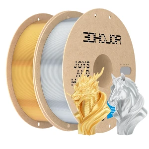 Silk PLA Filament 1.75mm, PLA Filament 1.75mm Silk Shiny 3D Printer Filament, 1kg*2 Cardboard Spool, Dimensional Accuracy +/- 0.03 mm, Fit Most FDM Printer(Silk Silver+Gold) Silk PLA Filament 1.75mm, PLA Filament 1.75mm Silk Shiny 3D Printer Filament, 1kg*2 Cardboard Spool, Dimensional Accuracy +/- 0.03 mm, Fit Most FDM Printer(Silk Silver+Gold)