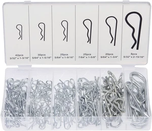 50457A Cotter Pin Assortment Kit, 150 Piece Zinc Plated Steel Clips, Small Cotter Pins for Use on Hitch Pin Lock System, Assorted Cotter Pins, Hair Pin Assortment Kit, R Clips 50457A Cotter Pin Assortment Kit, 150 Piece Zinc Plated Steel Clips, Small Cotter Pins for Use on Hitch Pin Lock System, Assorted Cotter Pins, Hair Pin Assortment Kit, R Clips
