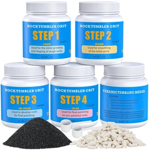 Rock Tumbler Grit and Ceramic Tumbling Media 4 Pounds, Polish Up to 25 lbs. of Rocks, 4-Step Polish Refill Media Kit, Compatible with All Rock Tumblers, Essential Polishing Kit for Adults Rock Tumbler Grit and Ceramic Tumbling Media 4 Pounds, Polish Up to 25 lbs. of Rocks, 4-Step Polish Refill Media Kit, Compatible with All Rock Tumblers, Essential Polishing Kit for Adults