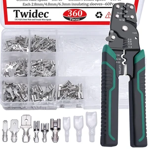 /360Pcs 2.8/4.8/6.3mm Quick Splice Male and Female Wire Spade Connector Crimp Terminal Block Assortment Kit with Insulating Sleeve for Electrical Wiring Car with Wire Crimper Tool /360Pcs 2.8/4.8/6.3mm Quick Splice Male and Female Wire Spade Connector Crimp Terminal Block Assortment Kit with Insulating Sleeve for Electrical Wiring Car with Wire Crimper Tool