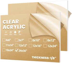 2 Pack 24x36 1/8" Clear Plexiglass Sheets for Window Display 3mm Transparent Cast Acrylic Sheets Cut to Size for Laser Cutting, Wedding Sign, Glass Replacement 2 Pack 24x36 1/8" Clear Plexiglass Sheets for Window Display 3mm Transparent Cast Acrylic Sheets Cut to Size for Laser Cutting, Wedding Sign, Glass Replacement