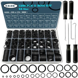 1200 Pcs 24 Size Universal Rubber O-Ring Assortment Kit with 4-Piece Precision Pick and Hook Set for Auto Vehicle Faucet Plumbing Pressure Washer Air or Gas Sealing Repair OD:6mm-28mm O Ring 1200 Pcs 24 Size Universal Rubber O-Ring Assortment Kit with 4-Piece Precision Pick and Hook Set for Auto Vehicle Faucet Plumbing Pressure Washer Air or Gas Sealing Repair OD:6mm-28mm O Ring